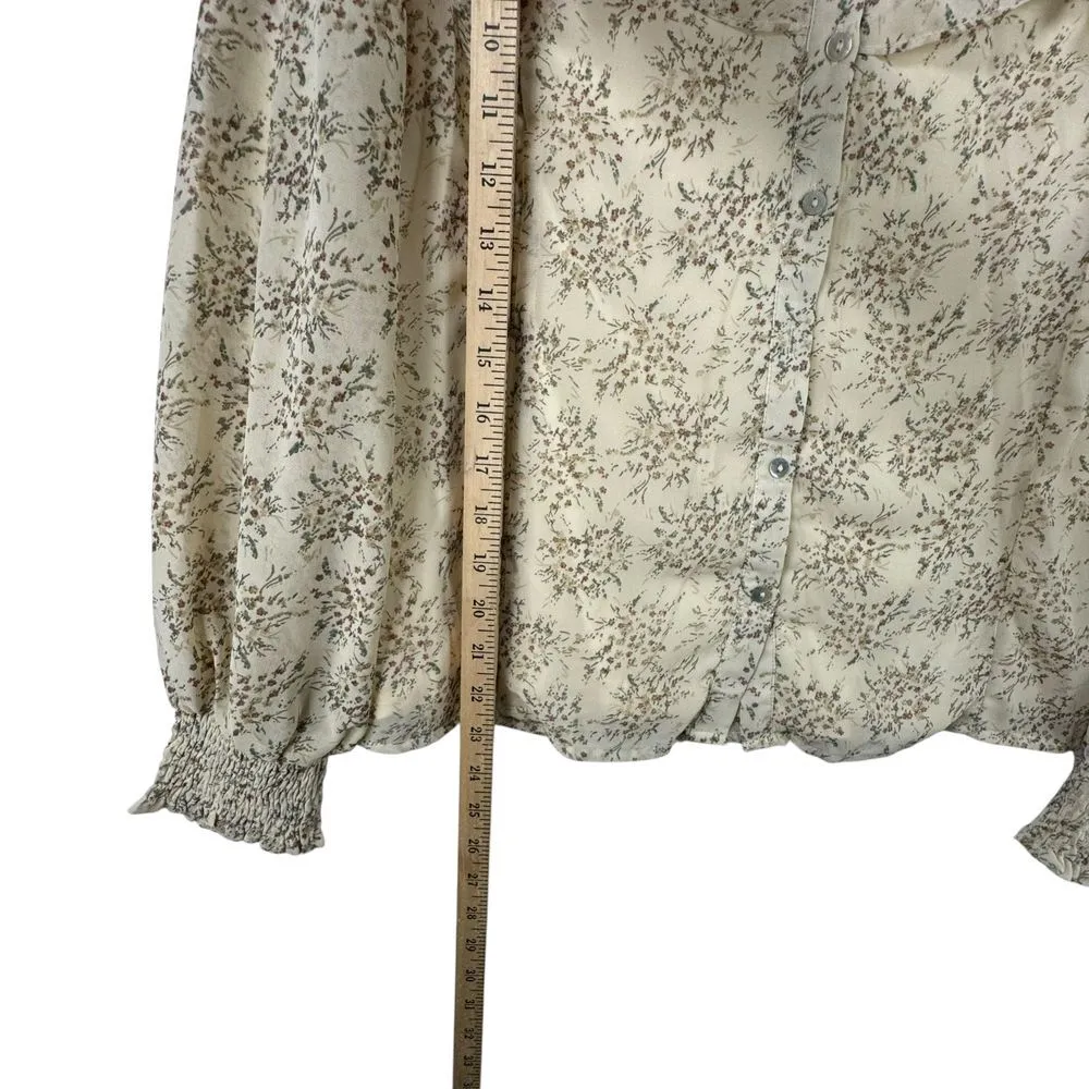 Coquette Promesa Floral Ruffle Long Sleeve Blouse Romantic CottageCore Top M Y2K - Image 7