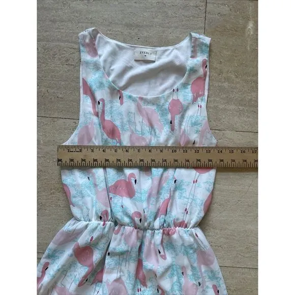 Everly Sleeveless Pouf Flamingo Graphic Dress Womens Size‎ L - Image 3