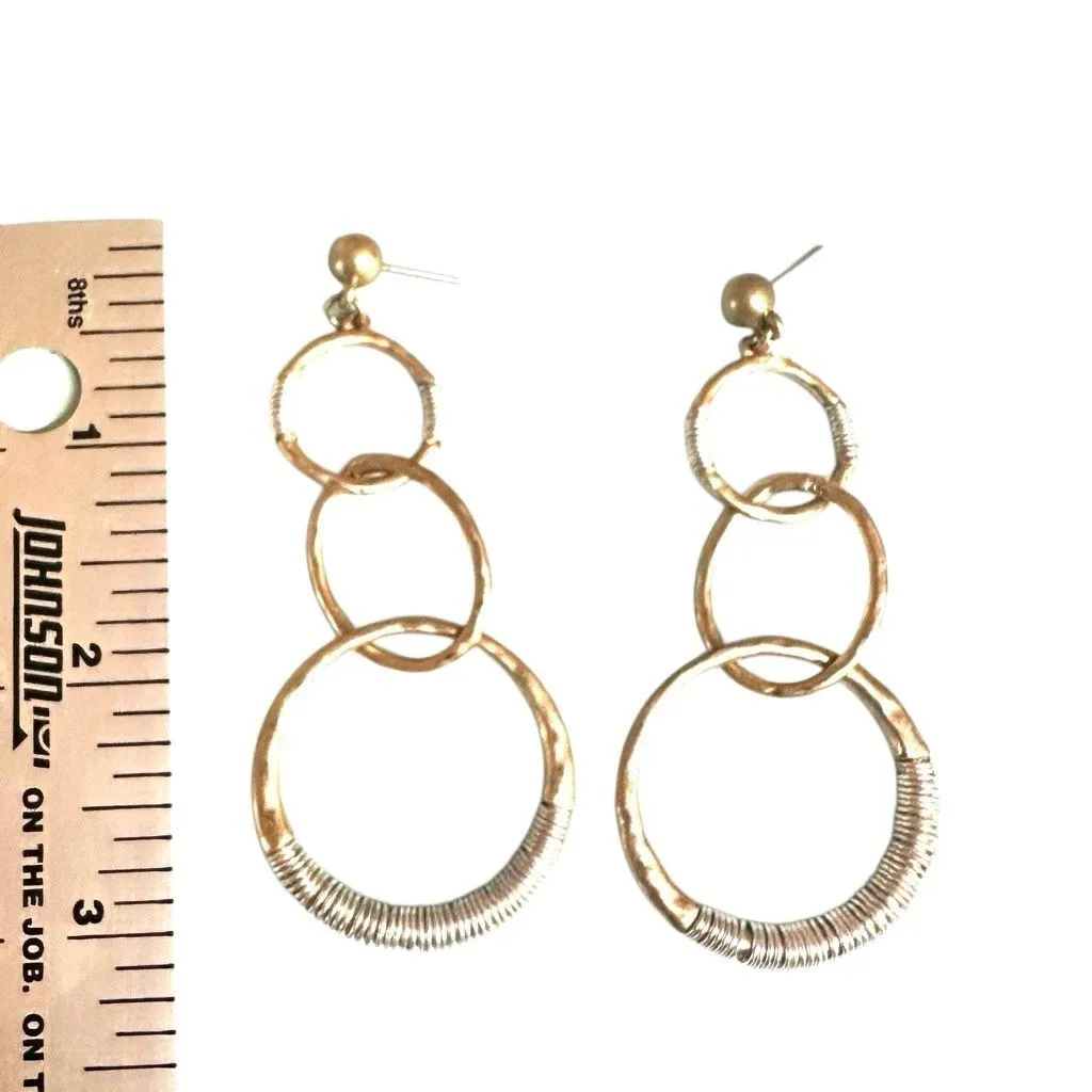 Boho Hammered circle Statement Earrings – Gold & Silver Tone - Image 7
