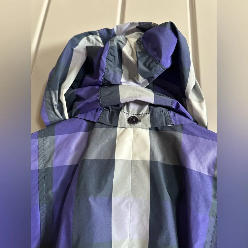 Michael Michael Kors Purple Plaid Belted & Hooded Coat Size 10 spring summer Blue - Image 3