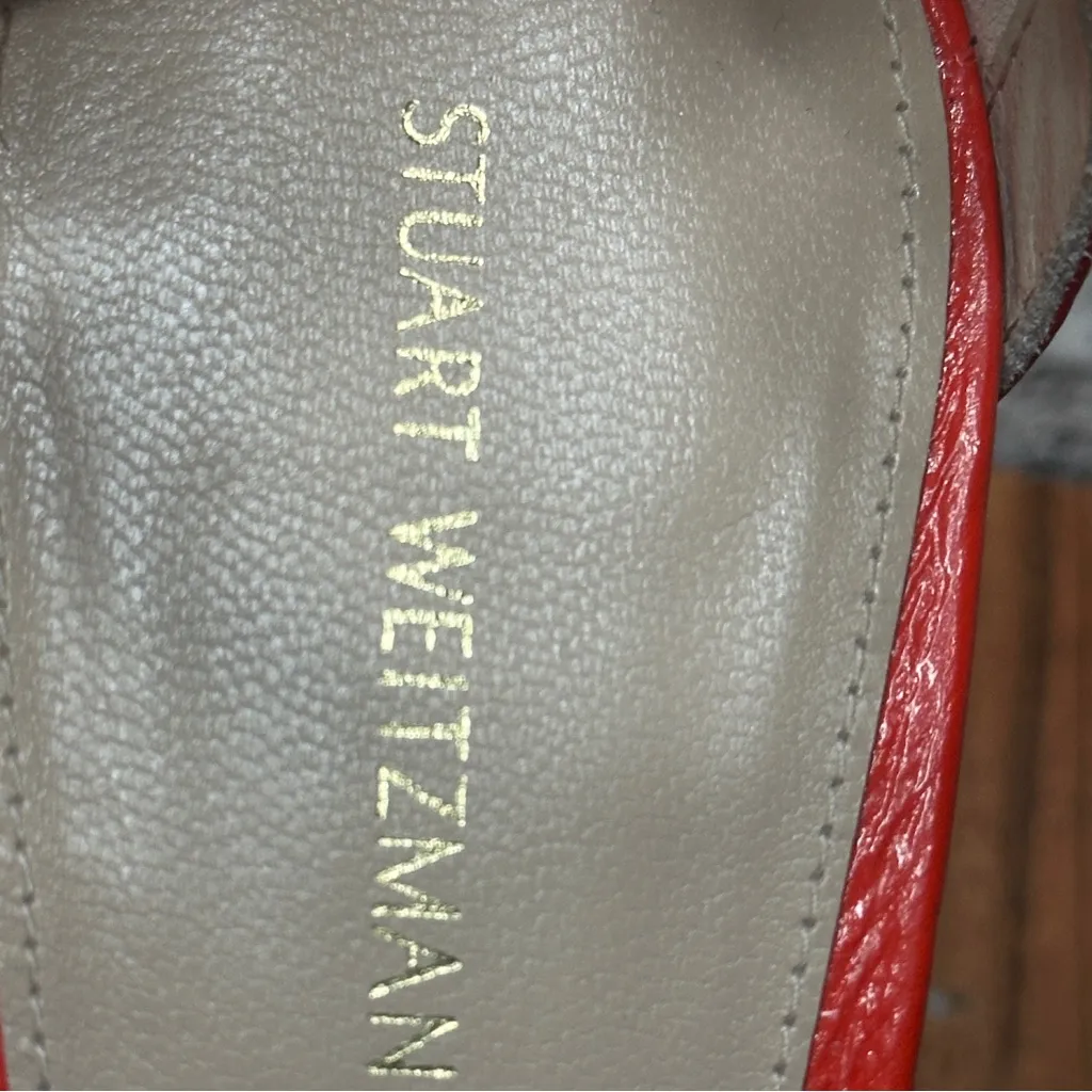 EUC Stuart Weitzman Red Ankle Strap Heels - Image 6