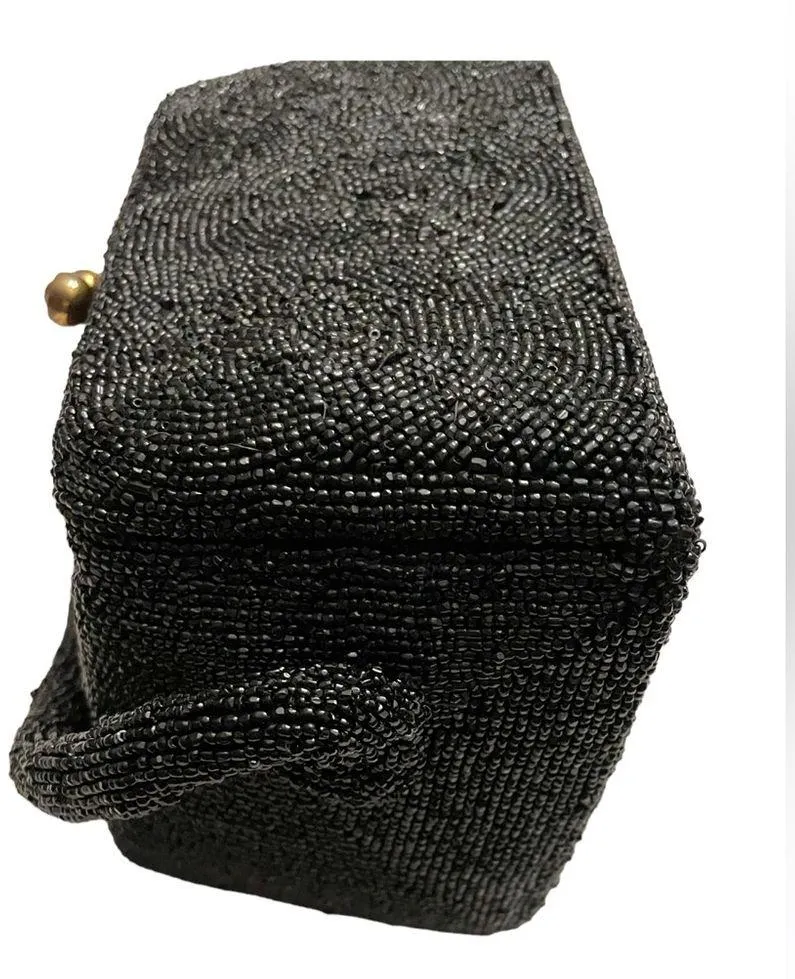 Vintage 1940’s Walborg Black Caviar Beaded Box Purse made in Belgium - Image 6