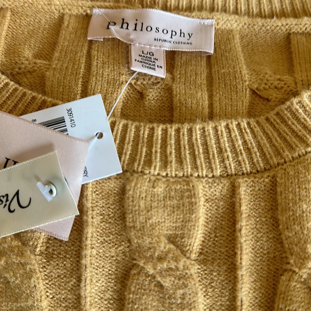 NWT Philosophy Fringe Sleeve Detail super Soft Sweater Viscose Blend Sweater - Image 5