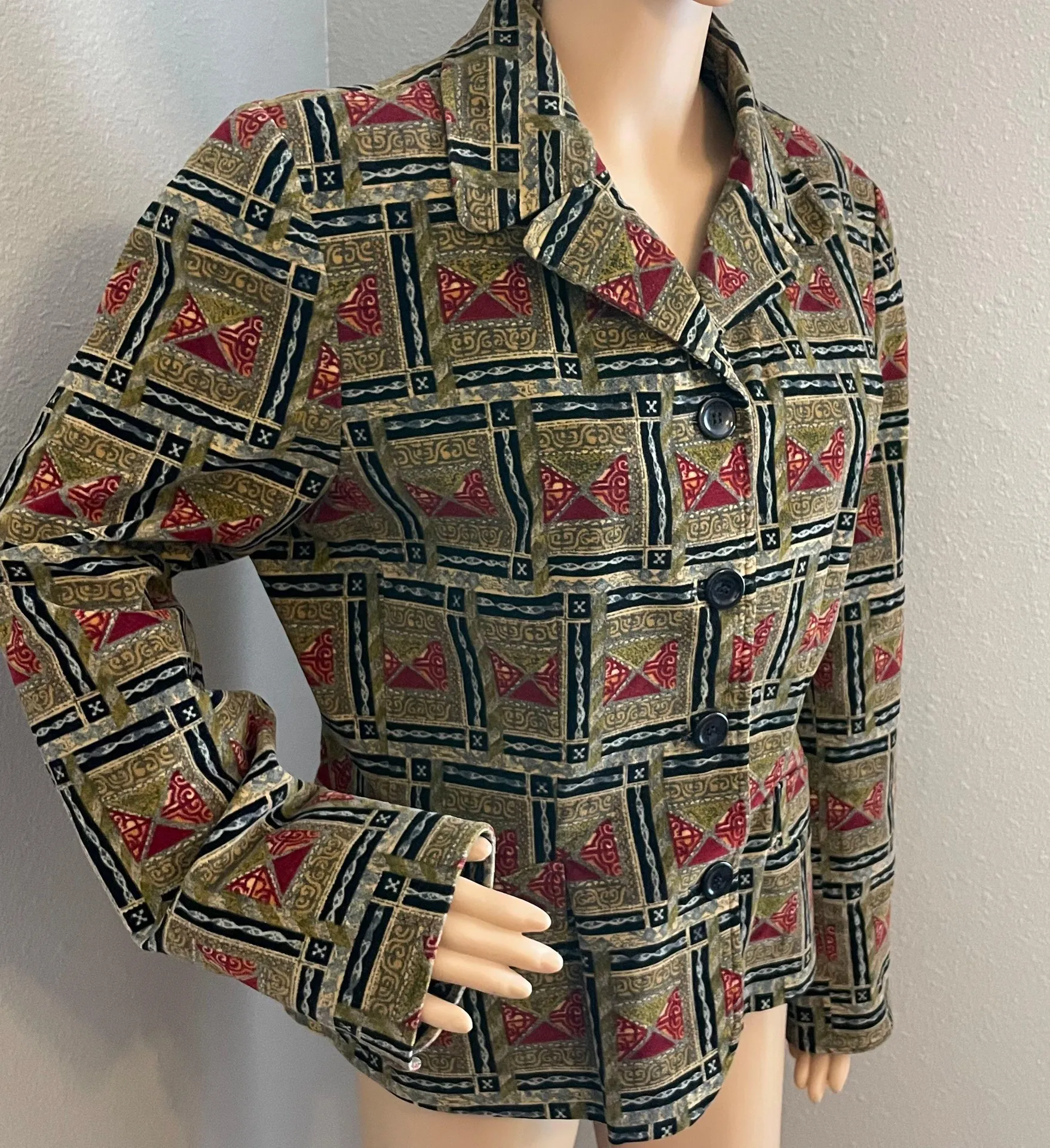 Harvé Benard Harve’ Bernard By Bernard Holtzman Vintage Velvet Design Blazer Size 14 - Image 2