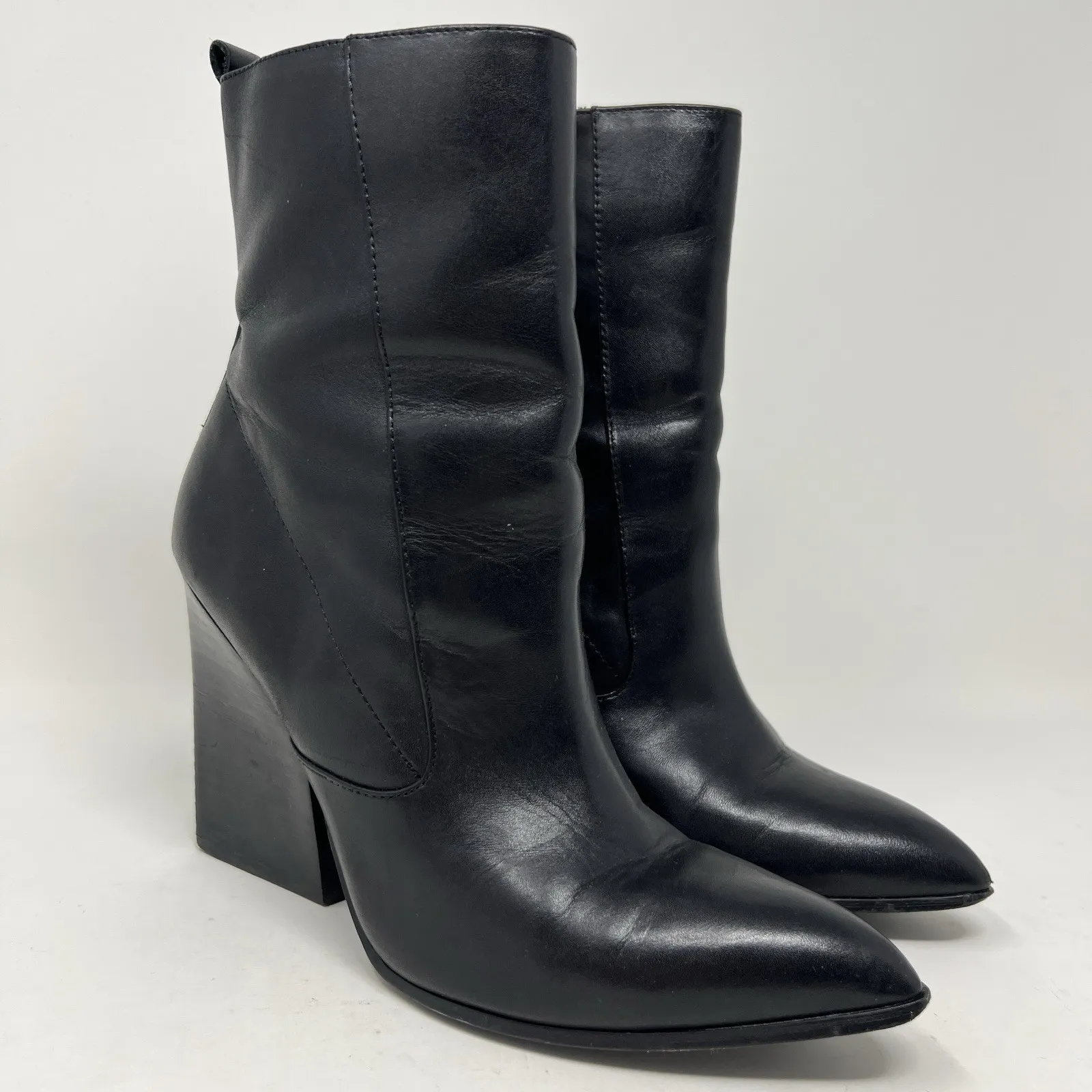 Bleecker & Bond Kailey Ankle Booties Women's Size 7 Black Leather Zip Up Boots - Image 2