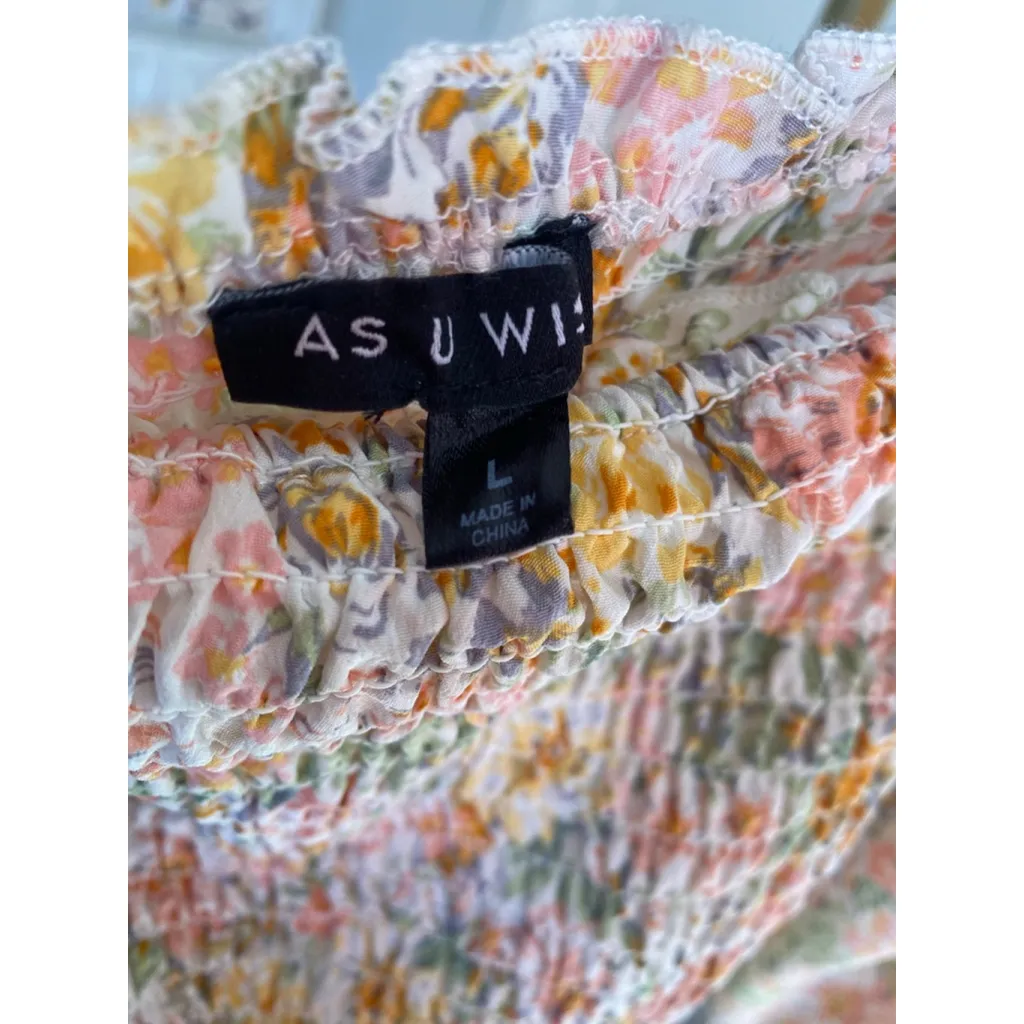 As U Wish Floral Smocked Mini Dress Cottagecore Romantic Garden Prairie Milkmaid - Image 6