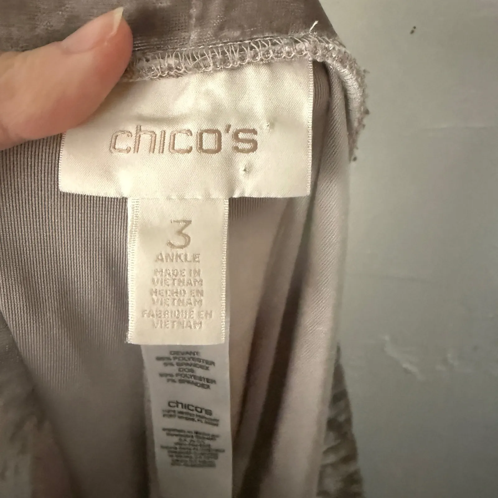 Chicos Sequins Velvet Ankle Pants Taupe Women Size 3 Large Party Event Sparkle - Image 8