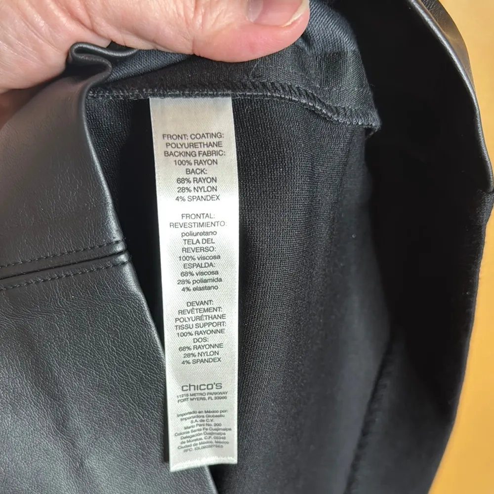 Chico’s Black Faux Leather Knee Length Skirt Size 14 (2.5) - Image 6