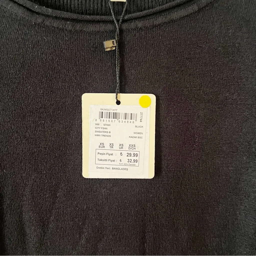 Koton Black Round Neck Pullover Lightweight Sweater NEW Size XS - Image 4