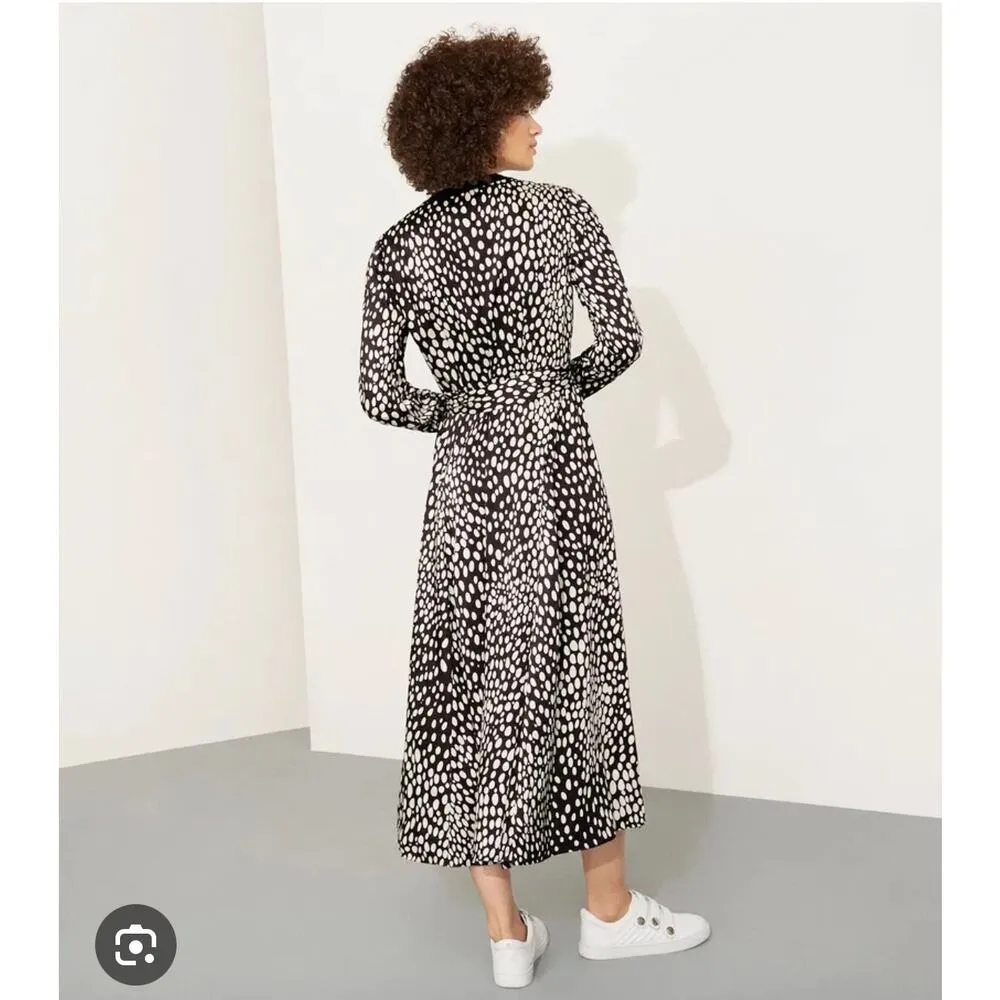 Karen Millen Black White Cheetah Animal Print Long Sleeve Midi Dress Size 4 NWT - Image 3