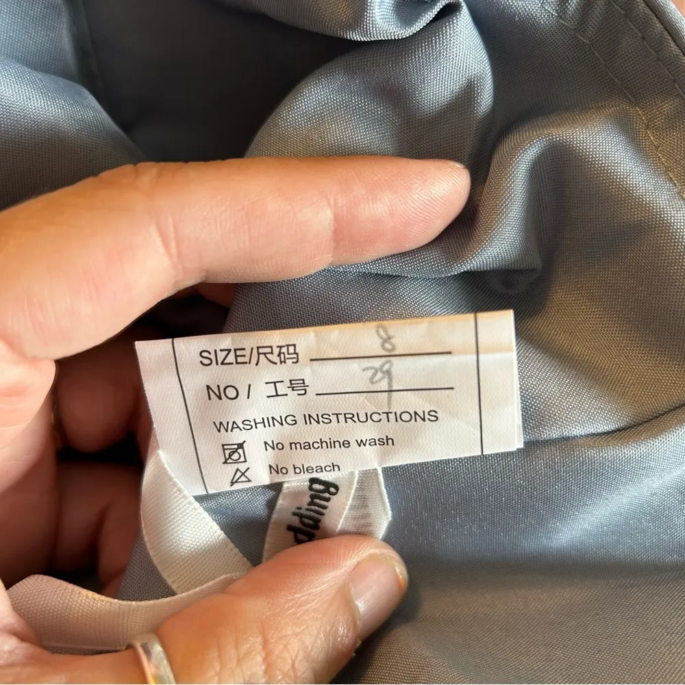 NWOT light blue sleeveless formal dress with sheer jacket rhinestone brooch 8 - Image 7