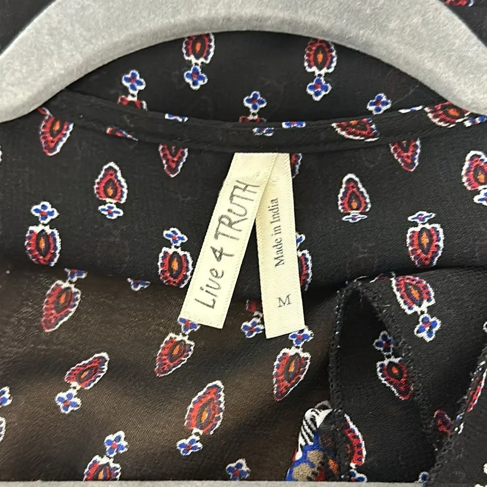 Women’s Paisley Print Boho Chiffon Cover Up/Kimono/Tunic/Cardigan Sz M - Image 7