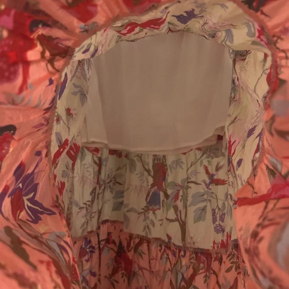 Dylan Anthropologie extra small multi-coloured midi tiered bird floral skirt - Image 6