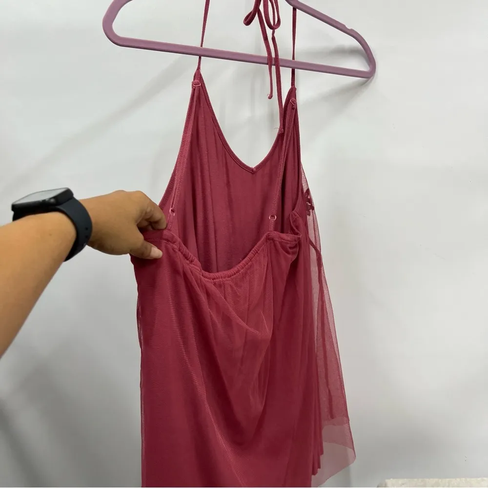 Embroidered mesh Floral Pink Women's Top xl strappy tank boho Y2K festival cami - Image 13