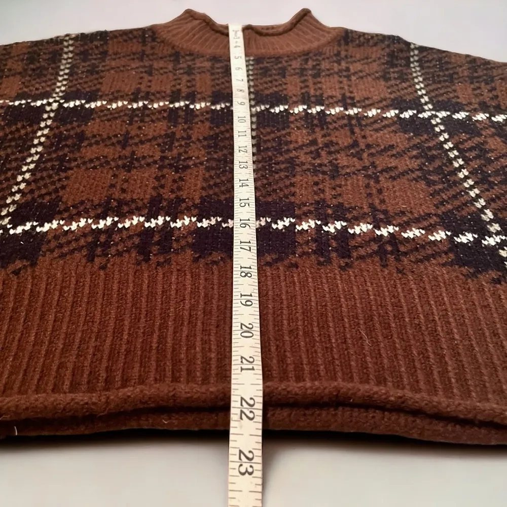 ARIZONA Women’s Brown Plaid Mock Neck Long Sleeve Cozy Sweater - Image 11