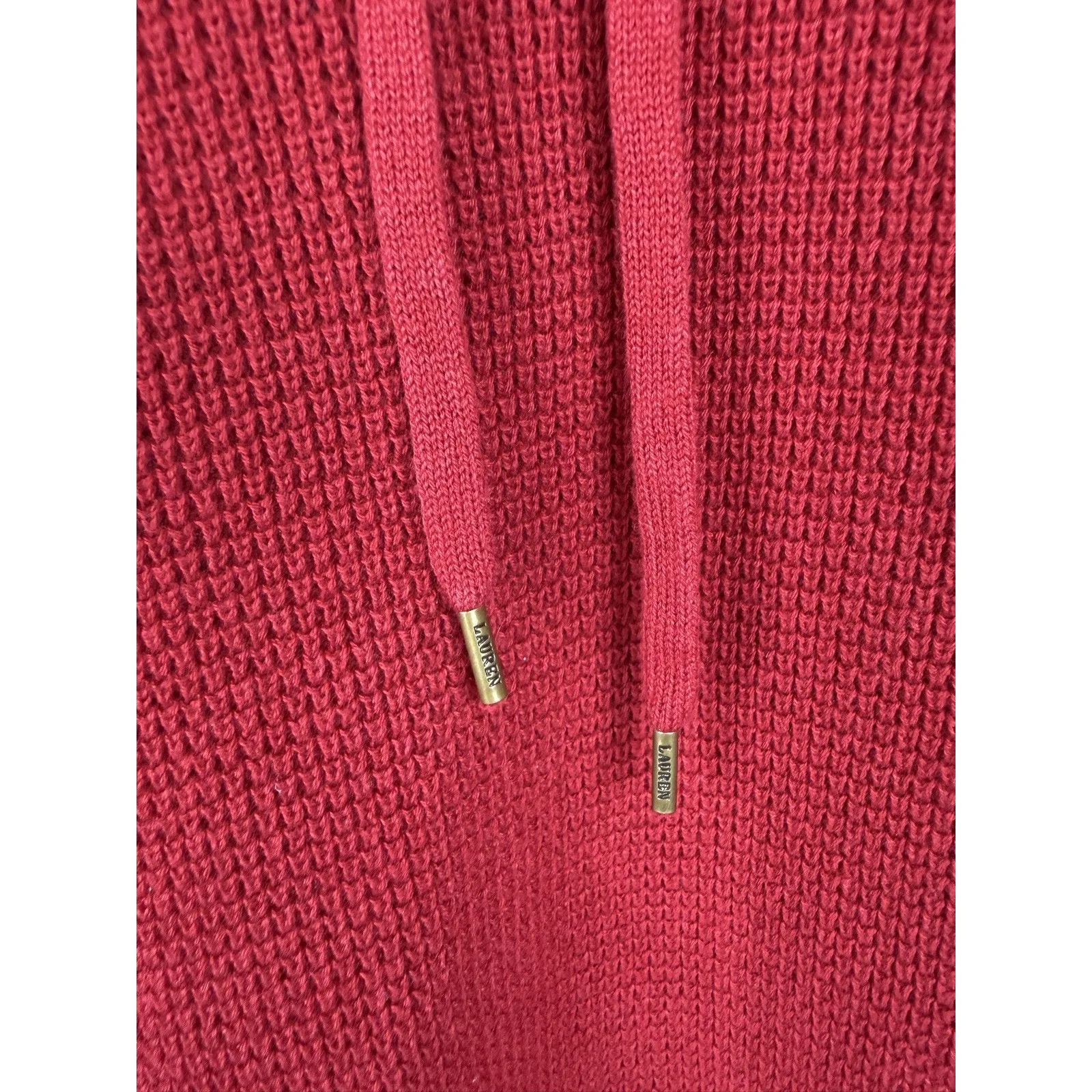 Lauren Ralph Lauren Women’s 2X Red Cowl Neck Cotton Knit Pullover Sweater - Image 4