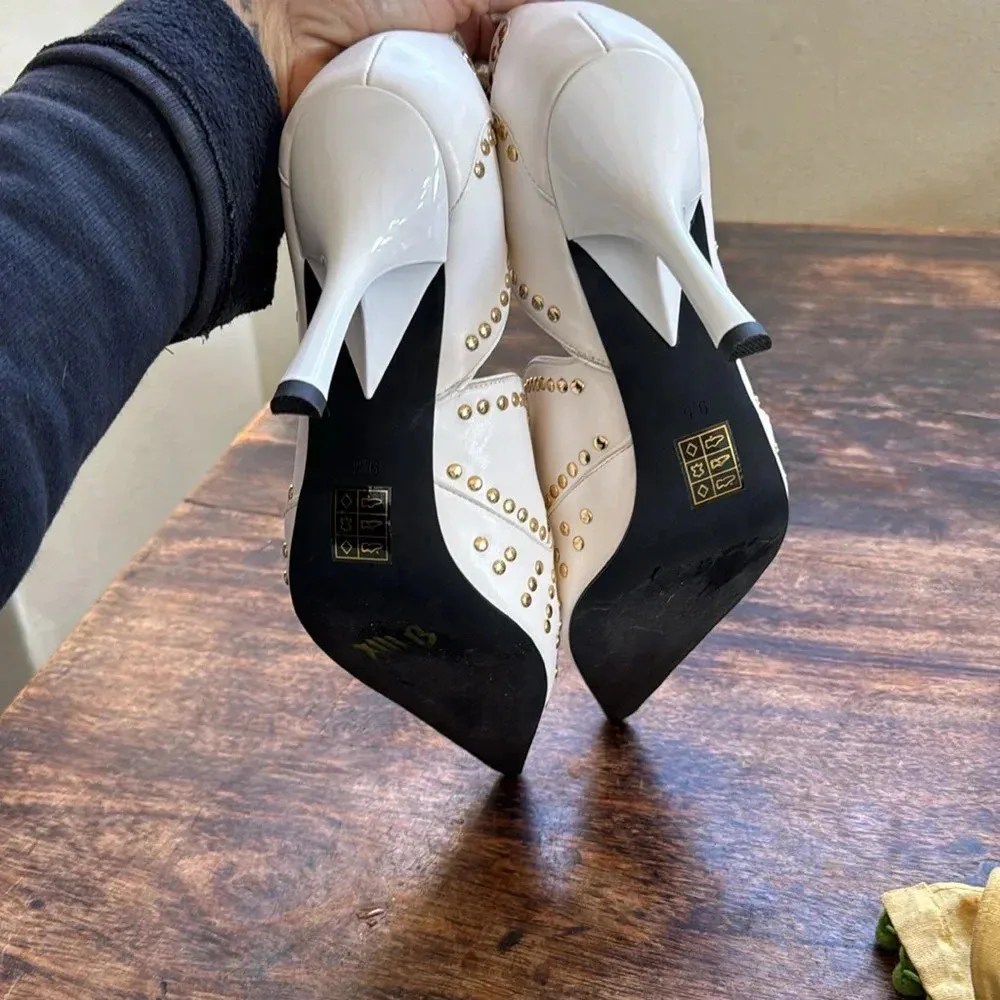 JEFFREY CAMPBELL SPANGLED Pointed Toe Stud Details Heels Pumps Size 9 - Image 6