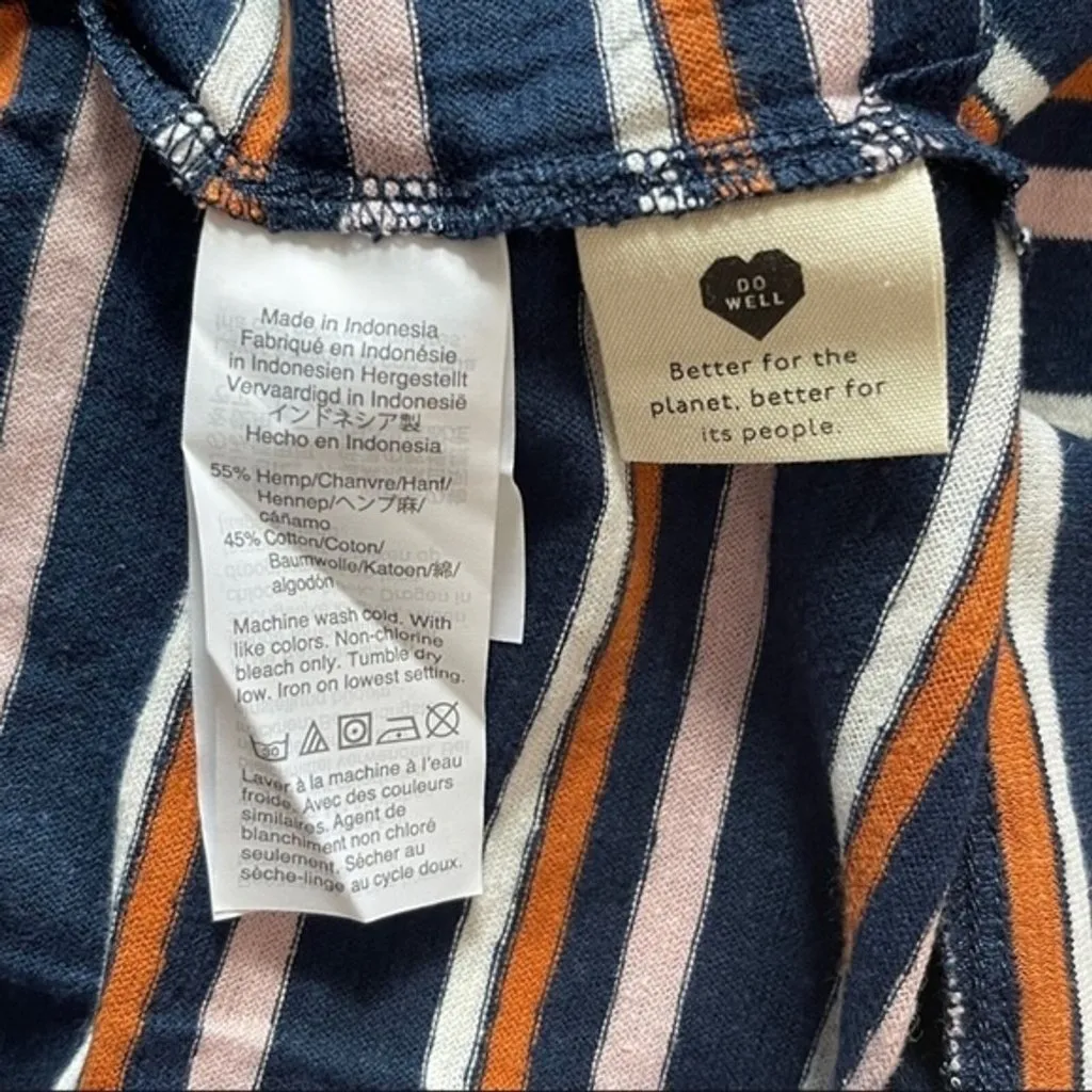 Madewell Dress Women XXS Striped Henley Tee Dress‎ Hemp Blend Preppy Casual - Image 6