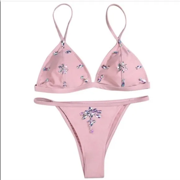 Sexy Embellished Cheeky Bikini Small - Image 3