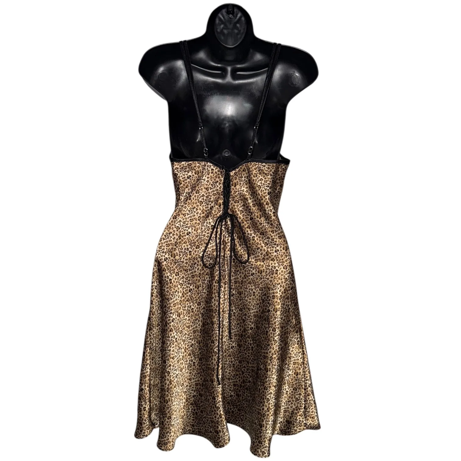 Leopard Print y2k Double Strap Silky Chemise Slip Dress Lingerie Size M - Image 4