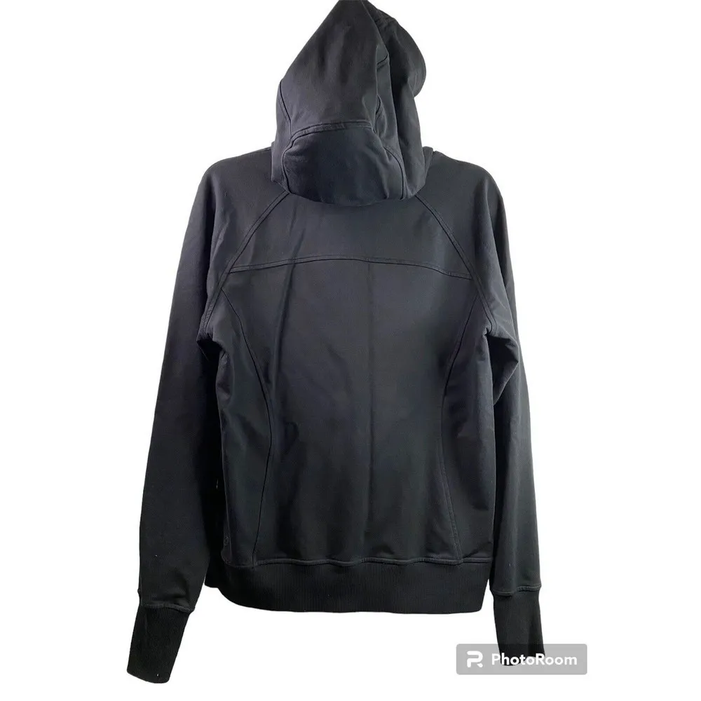 Lululemon Black Scuba Pullover Hoodie Sweatshirt Sz 6 Women’s Yoga -varsity logo - Image 4