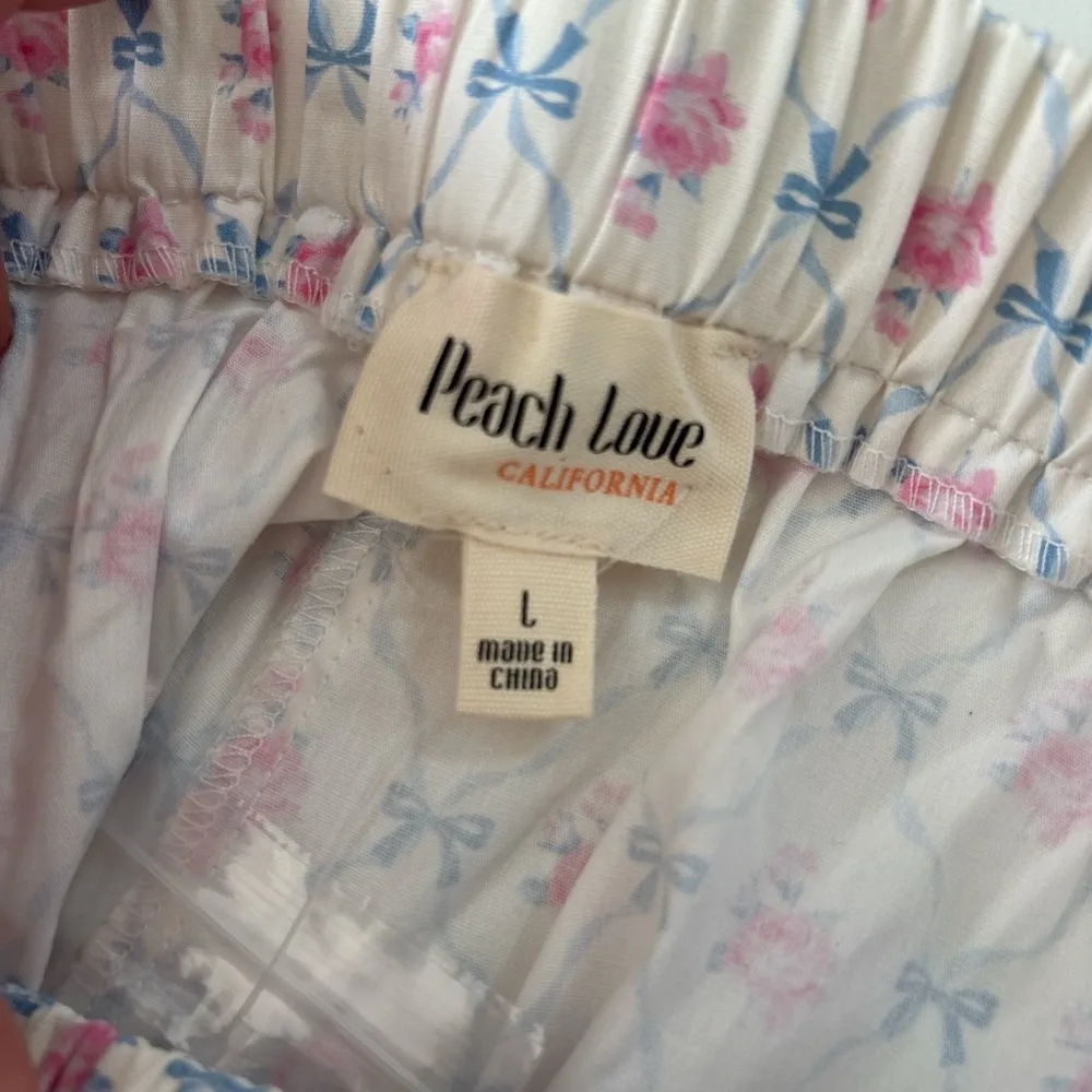 Peach Love California Pink Floral and Blue Bows Shorts - Image 4