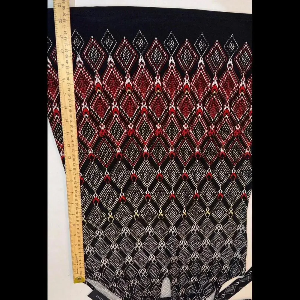 White House Black Market Chick Classy Designer Black Sunset Print Keyhole Dress - Image 6