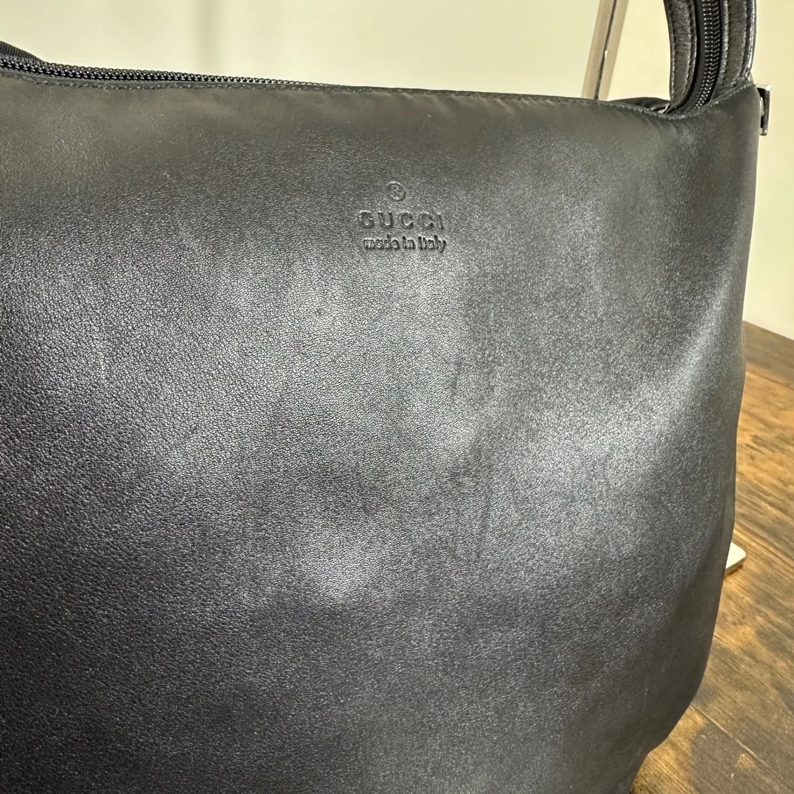 Gucci Black Leather Hobo Shoulder Bag Authentic Made in Italy - Image 12