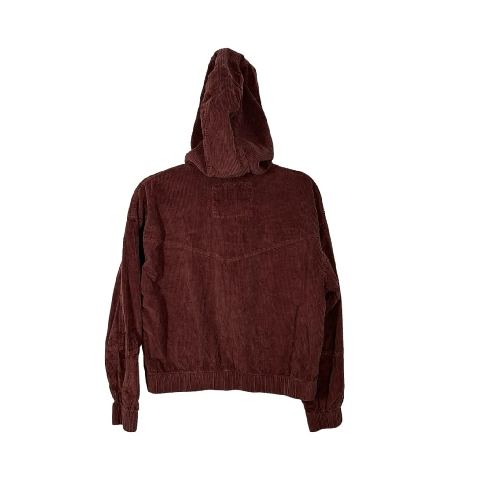 American Eagle Corduroy Cropped Bomber Jacket Brown/Rust Size Medium - Image 6