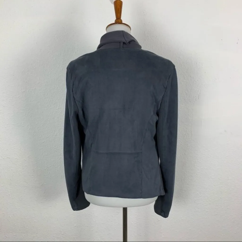 [BLANKNYC] Gray Faux Suede Draped Waterfall Jacket Women’s Medium Open Front‎ - Image 5