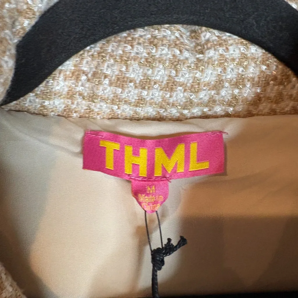 THML  Tan Houndstooth Puffer Vest NWT - Image 3