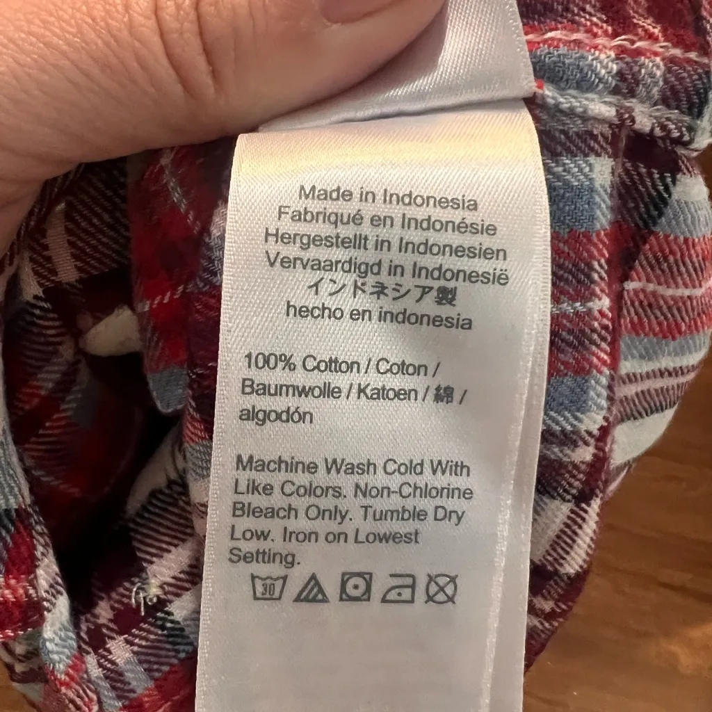 J. Crew Classic Fit Flannel Shirt Womens Size 2 Vintage Plaid Red Black White - Image 10