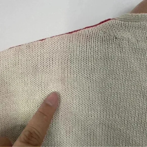 Boston Traders Sweater Vest Front Pockets Button Up Christmas Womens Size Large - Image 8