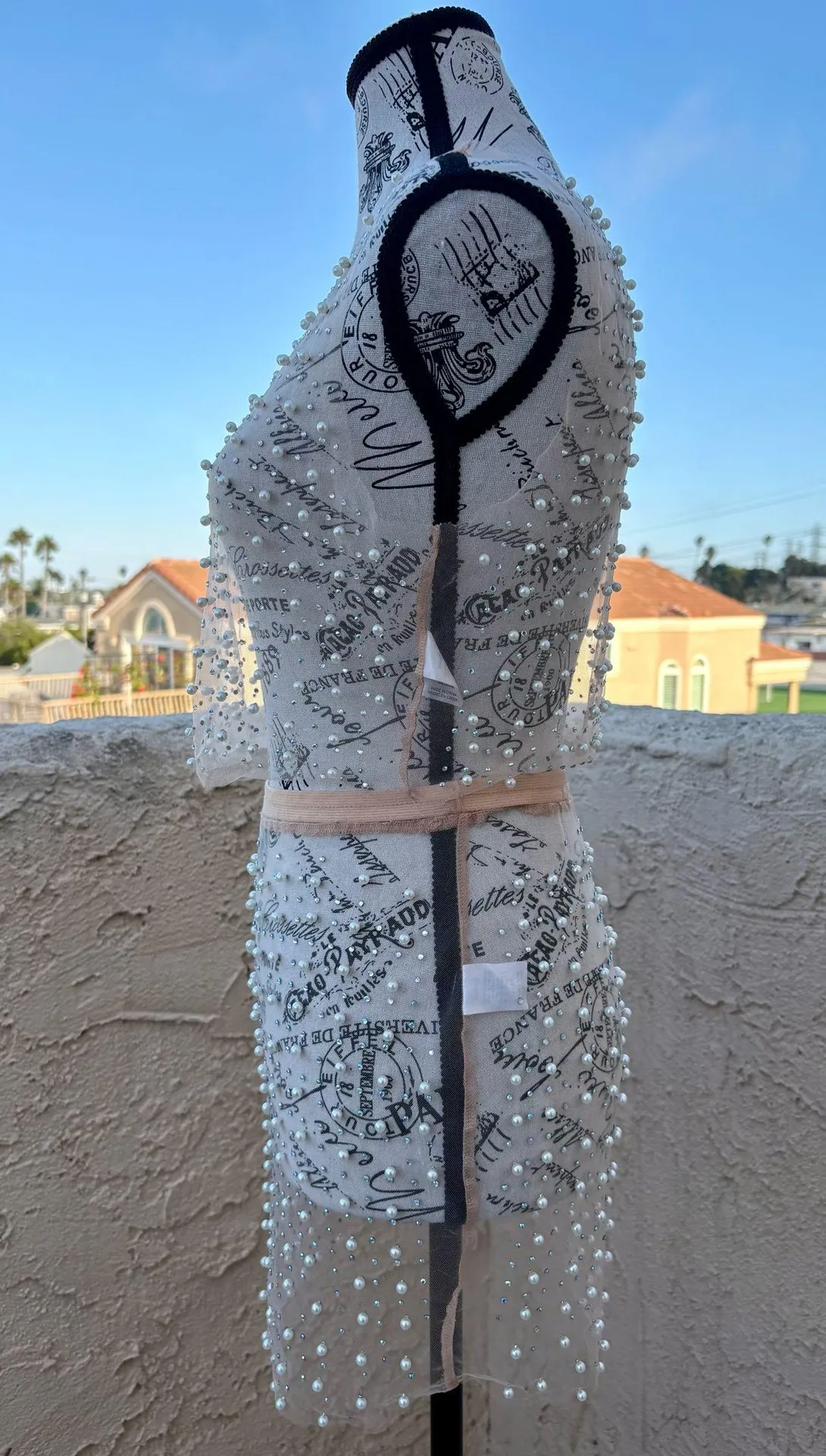 Hot & Delicious Beach Bunny Glitzy girl pearl mesh top skirt bikini cover up set - Image 7