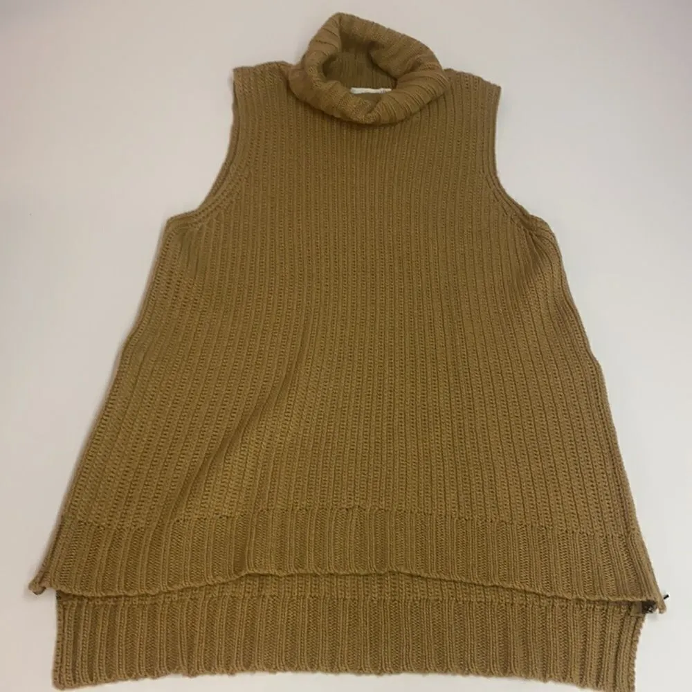 J.O.A. Side Slit Khaki Turtleneck Zipper Sweater C31 - Image 4