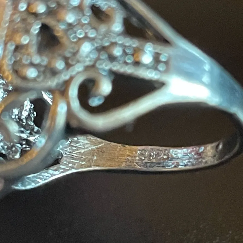 Vintage Silver Ring with Orange Gemstone Size 10 - Image 8