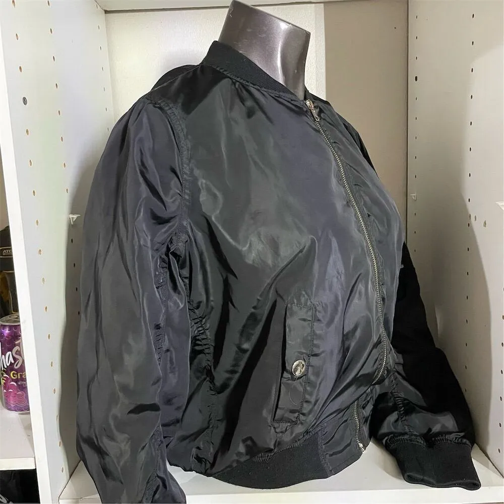 Better Be Women's Black Bomber Jacket Size M Full Zip with Pockets - Image 4