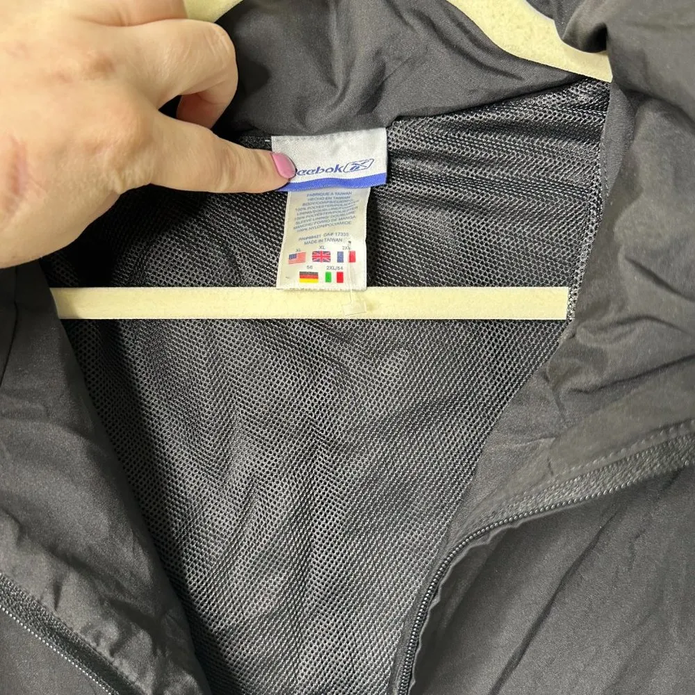 Reebok Black Full Zip Hooded Windbreaker Men's XL - Image 2