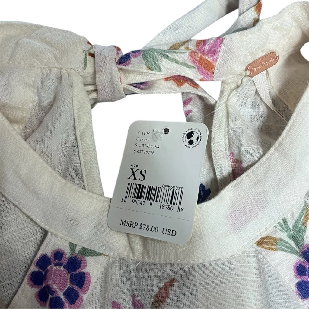 New XS Free People Emily Floral Halter Tank Top - Image 4