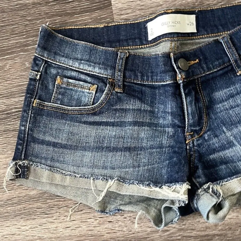 Gilly Hicks Cut-Off Shorts Womens 2 (actual 26x3.5) Blue Denim Ultra Low Rise - Image 4
