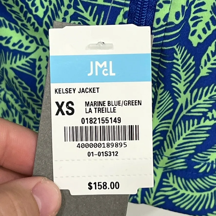 J Mclaughlin Kelsey Jacket XS NWT $158 Full Zip Catalina Stretch Blue Green Leaf - Image 4