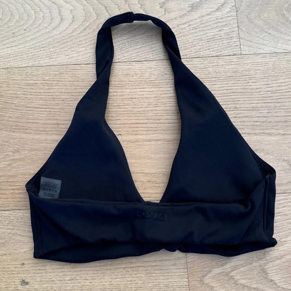 L * Space - Jeanne Halter Neck Sports Bra Top in Black - Image 3