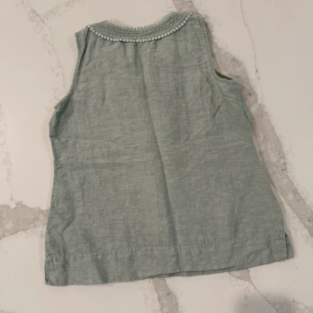 Talbots Sleeveless Linen Blend Coastal Tank Top Women’s Small Petite Sage Green - Image 6