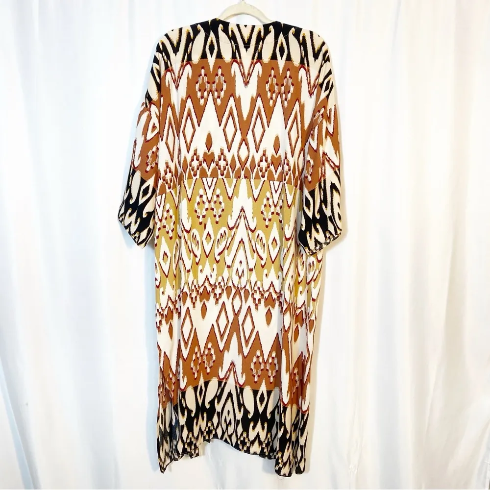 Evereve Mila Maxi Wrap Duster Cardigan Open Front Kimono Aztec Southwestern - Image 5