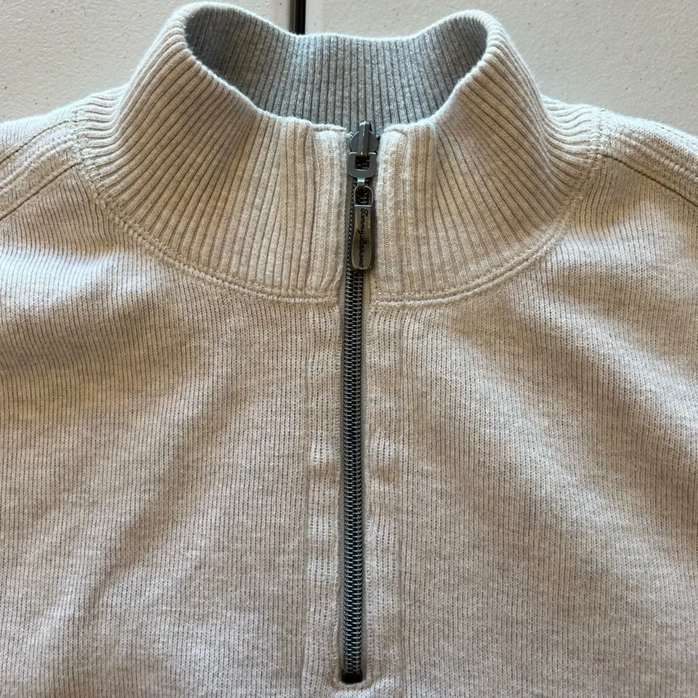 Tommy Bahama Men’s Large Coconut/Cream Half-Zip Sweater - Image 2