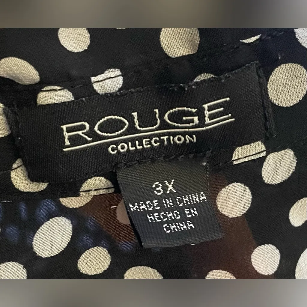Rouge Helium - Black and White Polka Dot Blouse Size 3X - Image 6