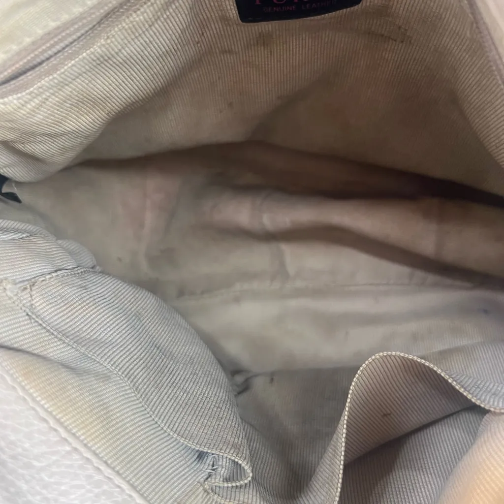 Furla vintage Women's Cream Leather Shoulder Bag - Image 6