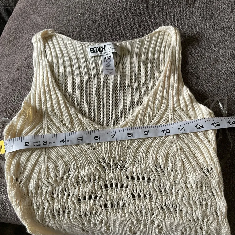 Beach Riot by Revolve Coastal Vacation Crochet Knit Heart Cut Out Midi Dress XS - Image 8