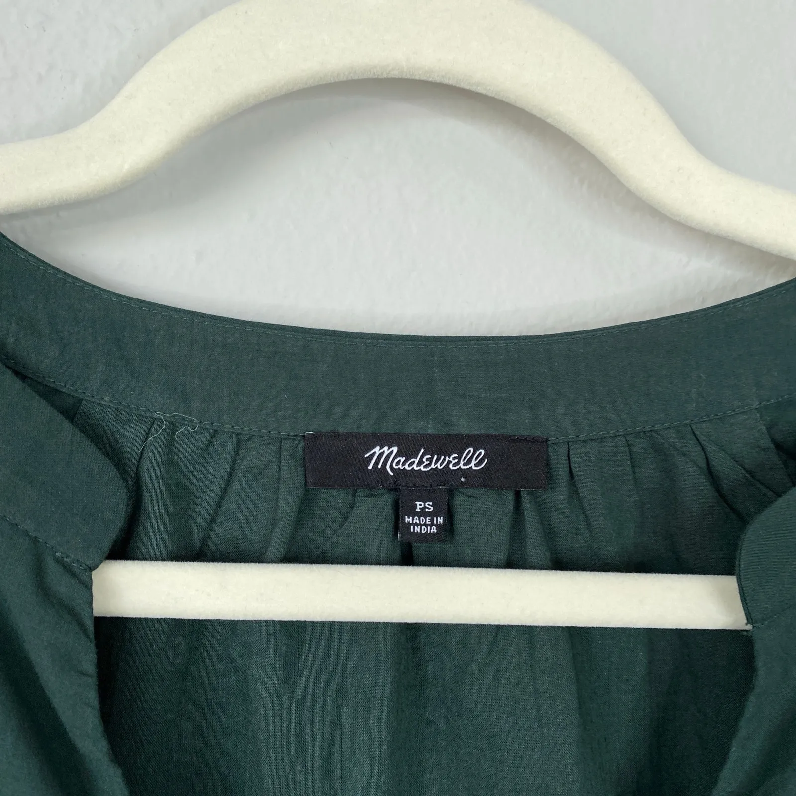 MADEWELL Petite Crinkle Poplin Wrap Mini Dress Dark Palm Green Size Small P PS - Image 6