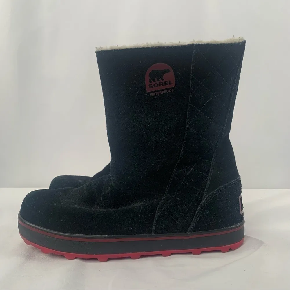 Sorel Glacy Suede Pull On Winter Snow Boots‎ in Black Size 8 - Image 4